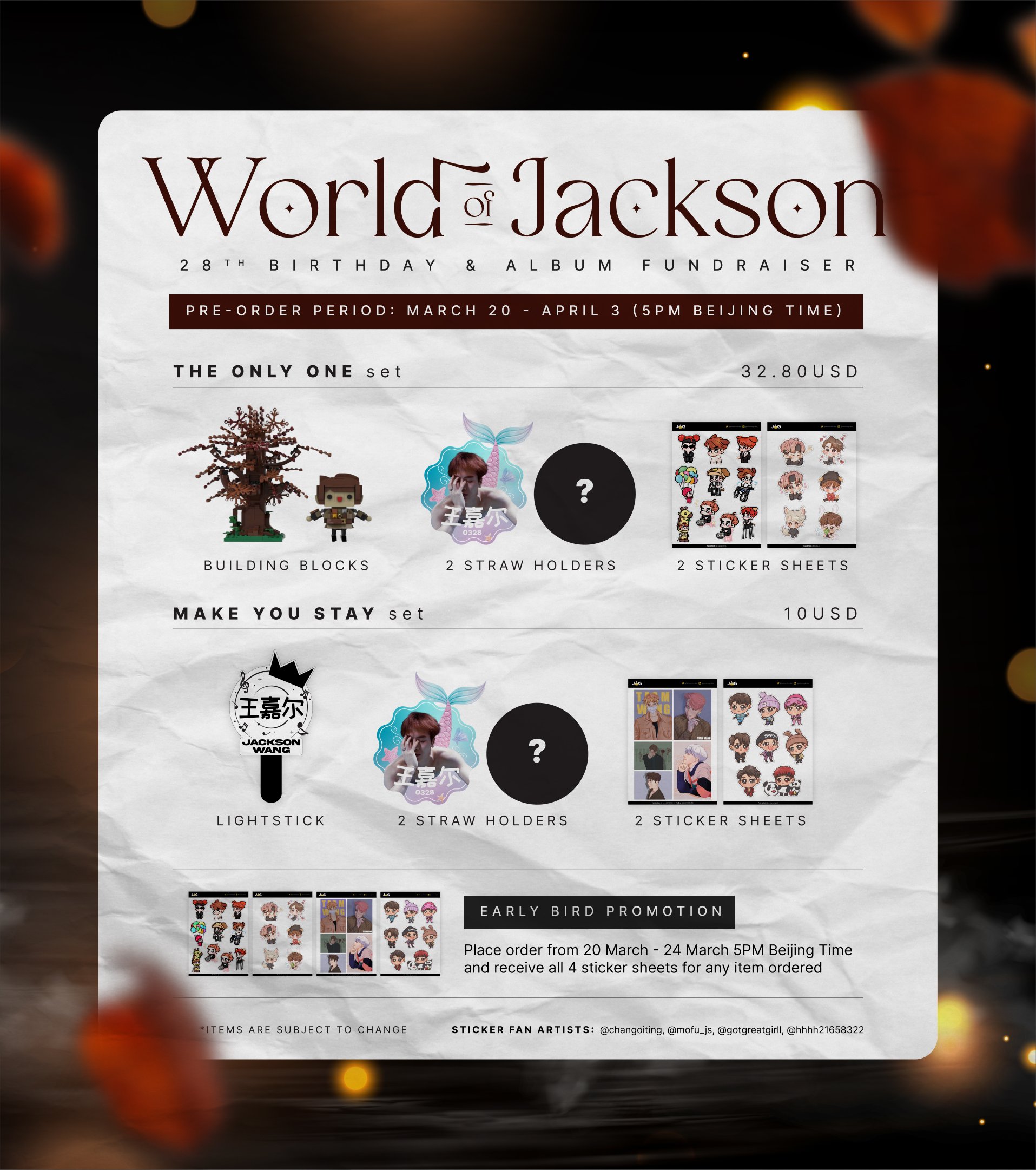 Jackson Wang Global on Twitter " 🍂World Of Jackson🍂 JWG 2022 Fundraiser for 28th Bday & Album