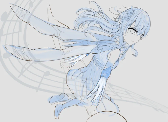線画が完成しました、おやすみ～ 
