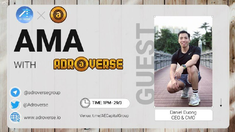 AEcapitalt's tweet photo. 🔥 AE Capital will Host the #AMA with @Adroverse

💰 Reward pool: $100 
👉 Venue: https://t.co/2pjphZFsjT
⏰ Date &amp; time: 29th March at 1 PM UTC | 8 PM GTM+7

Follow Twitter:
@AEcapitalt &amp; @Adroverse

Like + Retweet, Ask Question on Comment. ( Max 5 question ) https://t.co/RdudDd1Bd8