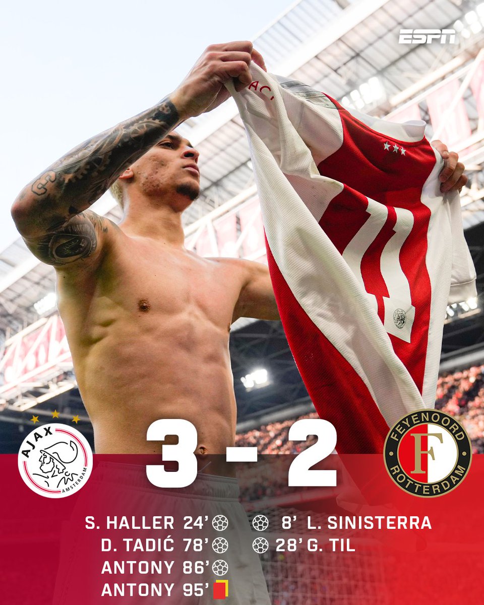 👏 <a href="/AFCAjax/">AFC Ajax</a> wint een knotsgekke Klassieker! #ajafey
