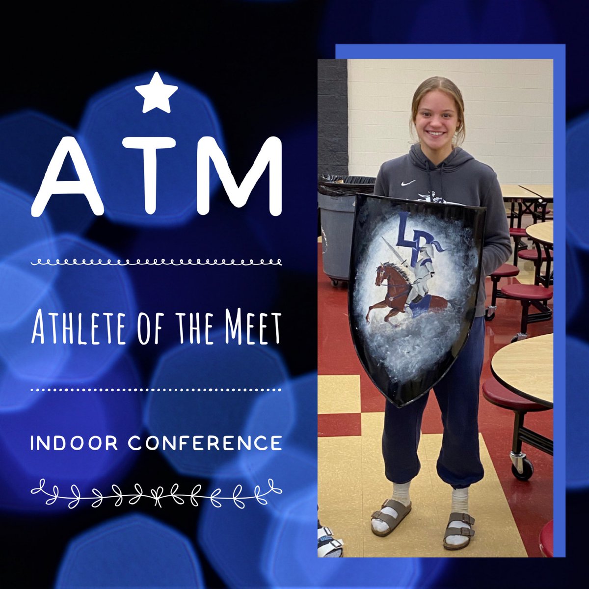 Congratulations to this weeks shield winner! Martina won the long and triple jumps with new PRs and took 2nd in the 55m at the DuKane Conference meet!