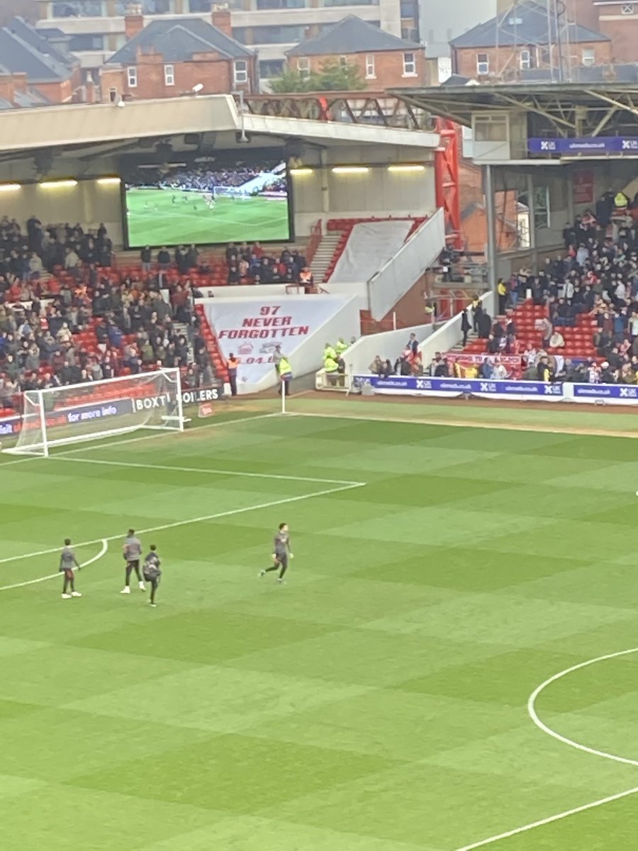 MartGillingham's tweet photo. 20hrs on from the Stade de France it’s to the home of the two-time European Cup winners ⁦@NFFC⁩ and a Cup tie for those still in touch with their 1980s rivalries. ⁦@LFC⁩ the visitors and an appropriate gesture from the hosts #97NEVERFORGOTTEN https://t.co/bjL1dXxGvY