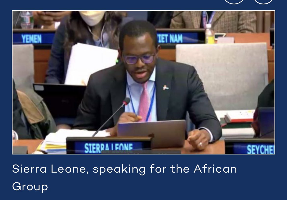 MichaelKanuSL's tweet photo. The last 2 weeks was spent in @UNHQ CR4 in IGC4 on #BBNJ, after 2yrs hiatus due to the COVID-19 pandemic. Honoured to have led the 54 UN African Member States as #Coordinator and proud of the leadership of the Leads and solidarity of the Group #SignificantProgress #IGC5FinishLine https://t.co/t6c6KEGHYZ