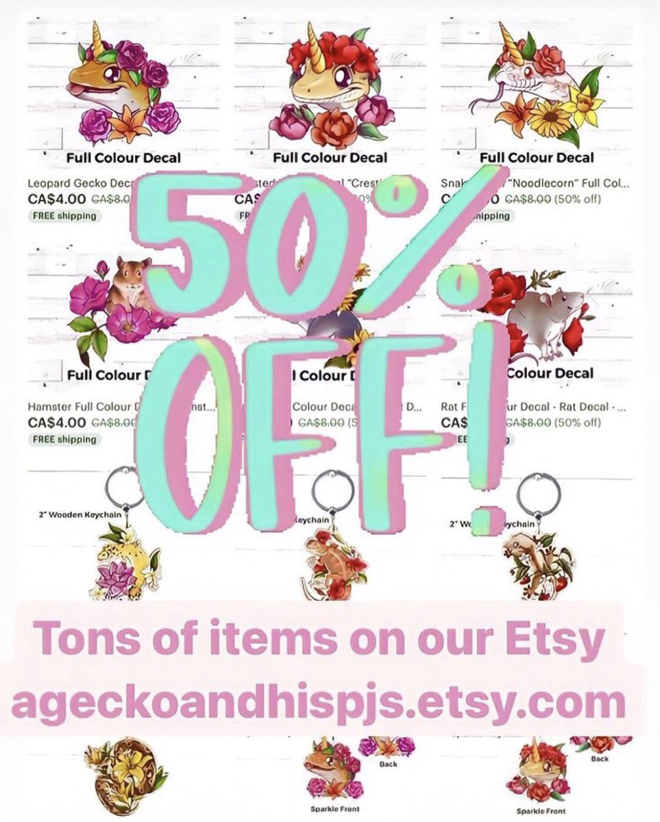 ageckoandhispjs's tweet photo. ‼️We are having a sale, we have 50% off lots of items‼️

#leopardgeckosoftwitter #beardeddragonsoftwitter #crsstedgeckosoftwitter #snakesoftwitter #lizardsoftwitter #geckosoftwitter #reptilesoftwitter #etsy #smallbusiness #reptileaccessories #reptilegifts #coldbloodedpets https://t.co/F02ws2a4a6