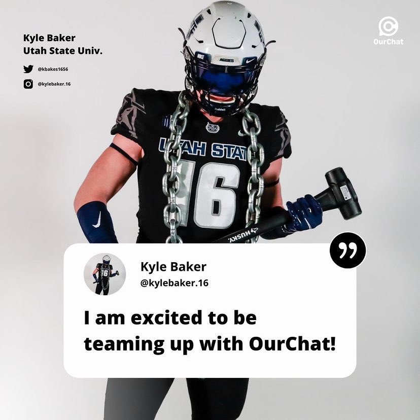 kbakes1656's tweet photo. I am excited to be teaming up with @OurChatInc !!!! OurChat is helping to change the game with collegiate athletes! Go follow them. https://t.co/GwxJnC7Wou