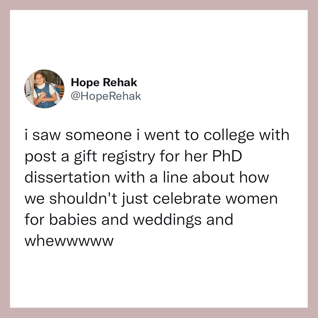 femalequotient's tweet photo. Now that's a registry we can get behind 👩‍🎓 https://t.co/Jvzcb6OGM6