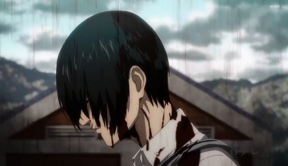 artwrgaryen's tweet photo. a Mikasa literalmente fez chover sangue e meteu uma pose de emo renegada ela sabe que é a dona do anime ela tem plena noção disso https://t.co/5vvhMYXzIc