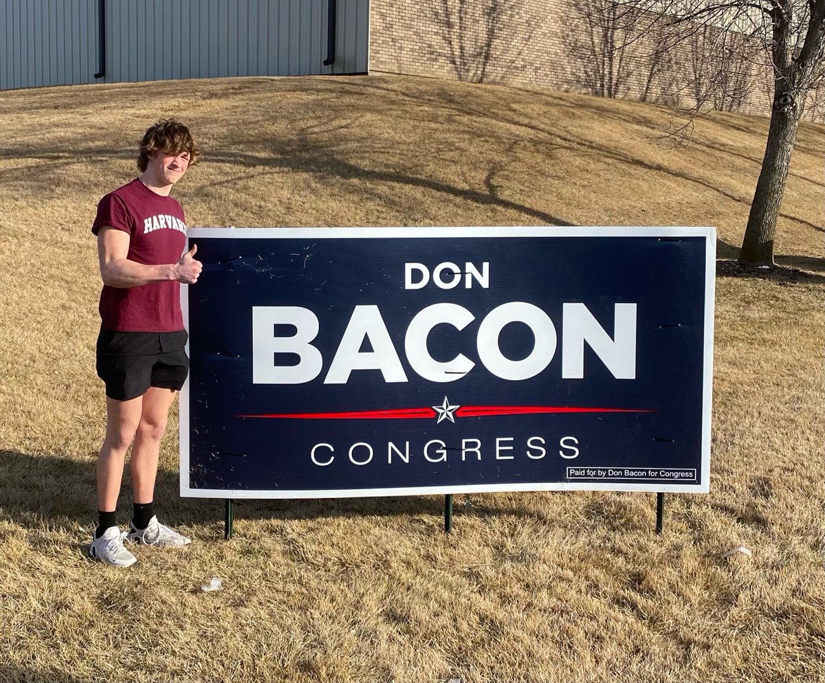 DonJBacon's tweet photo. More Bacon signs are going up! Thank you to our team once again this weekend for putting up more 4x8’s across #NE02. We also thank our generous supporters for hosting a sign! https://t.co/sN0hQcBBW3