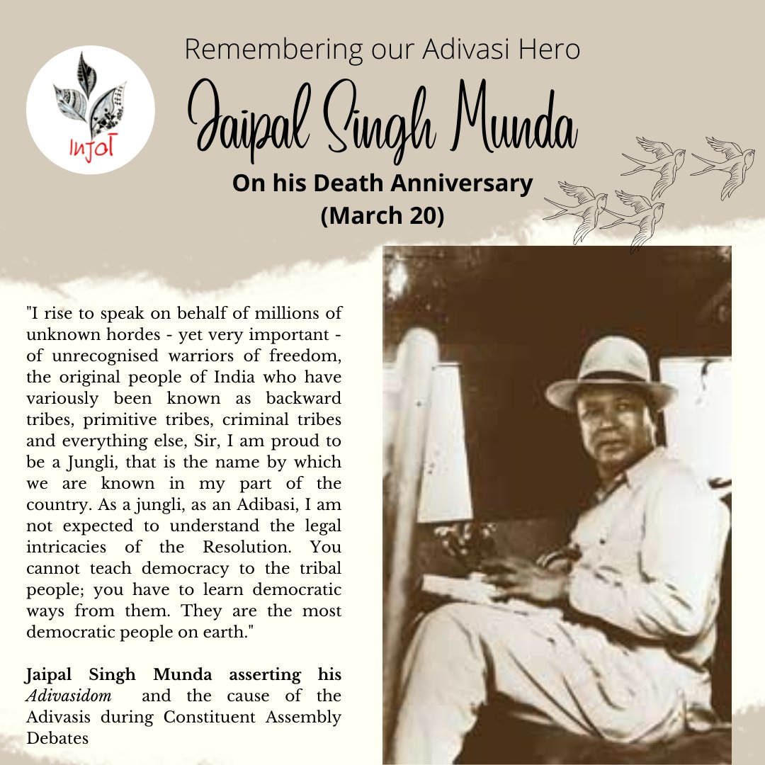 InjotTrust's tweet photo. Remembering #JaipalSinghMunda on his death anniversary. Let us find for ourselves, our #adivasidom https://t.co/uRrXwKWhSL