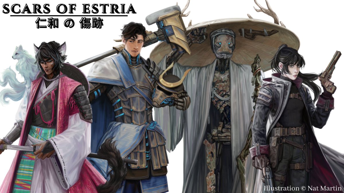 CharismaCasters's tweet photo. ✨️Welcome to The Scars of Estria✨
#TSOE, is a #dnd5e podcast set in a post-colonial fantasy world, where new industry has replaced the magic of old.
Join our party on a road trip across the country, in a story about industrialism, spiritualism, & legacy.
🎨: @eristhenat https://t.co/sinZwvfvov