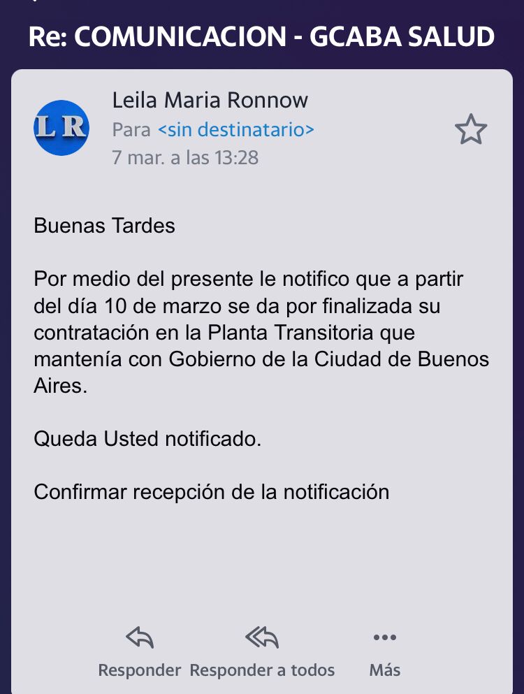 #Despidos
Se vino la ola de #DESPIDOS en los hospitales Porteños, generando desempleo en Salud. Los trabajadores de enfermería quieren trabajar para mantener a sus familias. <a href="/horaciorlarreta/">Larreta</a> <a href="/FernanQuirosBA/">Fernán Quirós</a>