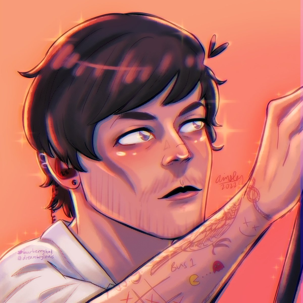 burberryhat's tweet photo. photo study of @Louis_Tomlinson from #LTWTLA2 !! [ #LTWT22Fanart ]

3 more days until europe leg wooooo 🍑✨ https://t.co/Zjz5XIhSgu