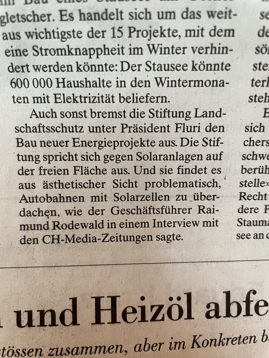 rehsche's tweet photo. ABSURDES VOM LANDSCHAFTSSCHUTZ: #Rodewald, Geschäftsführer #Landschaftsschutz, ist gegen Überdachung von Autobahnabschnitten mit #Solarzellen - gemäss #NZZ 19.3.22 aus ästhetischen Gründen. Gaat‘s no? #Solar #Solarwirtschaft #es2050. V.a. #Bürgerliche, torpedieren #Energiewende https://t.co/DfDC1FzXiB