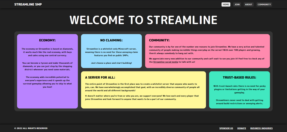 StreamlineSMP's tweet photo. We are preparing Season 3! Here's progress on the Streamline SMP website(WIP)(Link in bio to join!): https://t.co/iZ7YYQcK1k