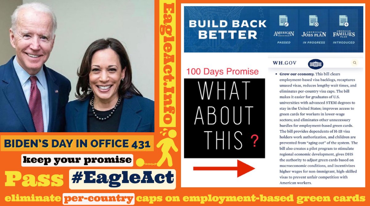 GCBCoalition's tweet photo. .@POTUS, @VP: Day 431; where is your Promise? @SenSchumer @SenatorDurbin @RepZoeLofgren @USCISDirector 

Indian immigrants endure racism👇
—Discriminatory per-country caps
—@USCIS delays processing 485 applications
—#H4EAD Women put out of work
—#H4kids age out

📌PASS #HR3648 https://t.co/WltxMlVrYk