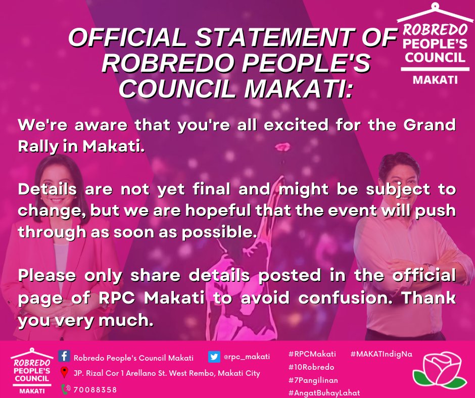 rpc_makati's tweet photo. Here is the official statement of Robredo People's Council Makati : https://t.co/aD4K12n9nj https://t.co/PGnkZGkwag