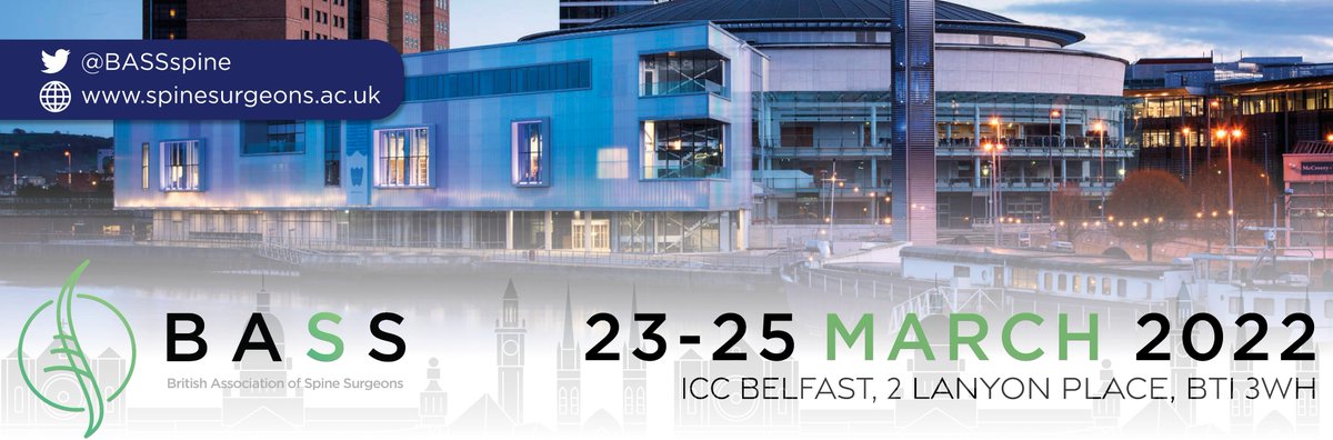 ⚠️Online registration for #BASS2022 will end tomorrow at 5pm.⚠️ spinesurgeons.ac.uk/BASS2022 (There will be on-site registration available, but we advise you register online as this will be cheaper!!) We look forward to seeing many of you in Belfast!