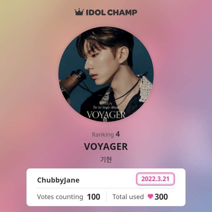 BackupJeannie's tweet photo. https://t.co/AQts5jscTk
2022.3.18 20:00 ~ 2022.3.21 14:00 
 Vote for the Champion Song of this week
#KIHYUN_VOYAGER 
@OfficialMonstaX https://t.co/rwqmMHfrOQ