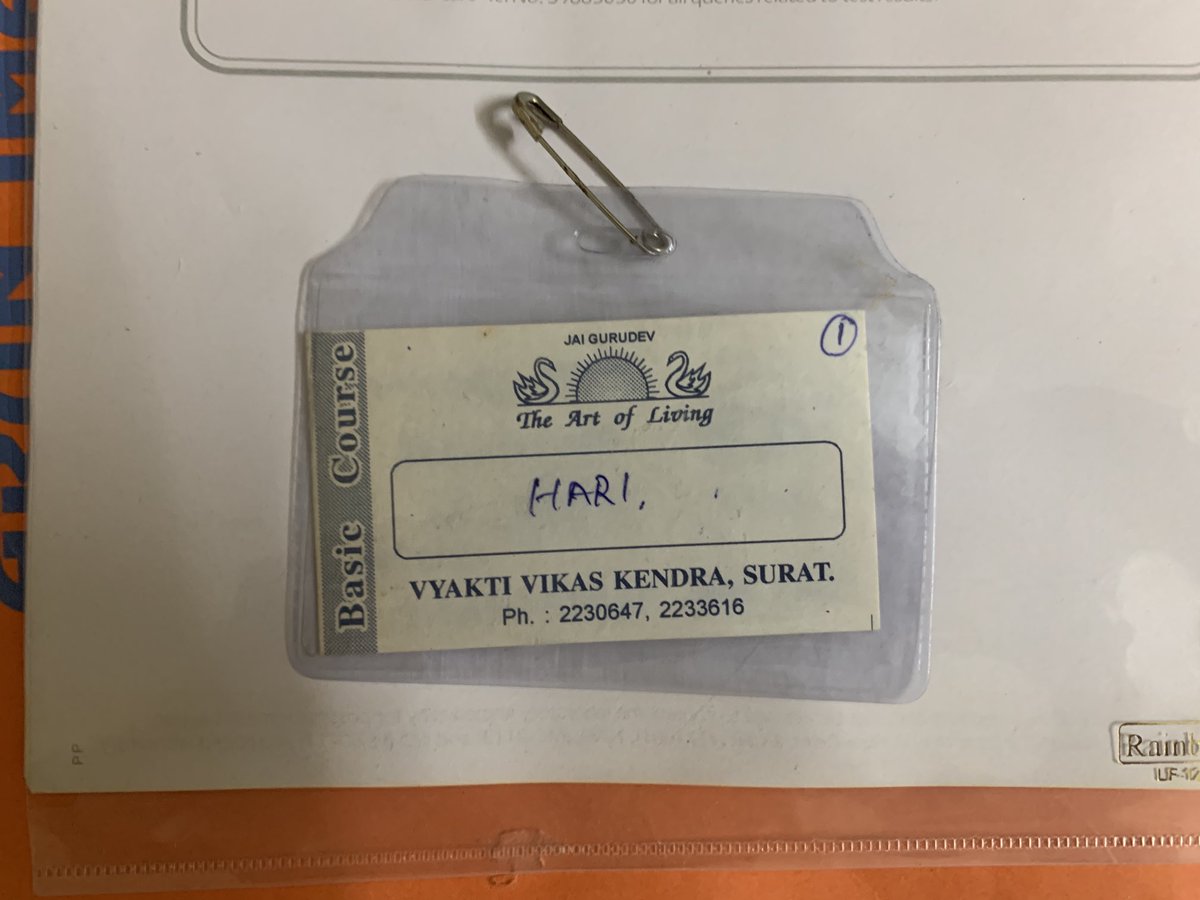 CAHariArora's tweet photo. Thank You Gurudev โฆ@SriSriโฉ
In Pic: my tag from my first course
#40YearsofAOL https://t.co/p17QL1hzIB
