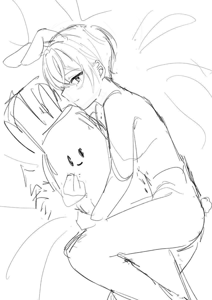 バニーとやさんリベンジしたいな〜思てラフ描いてたんだけど面倒くさすぎる 