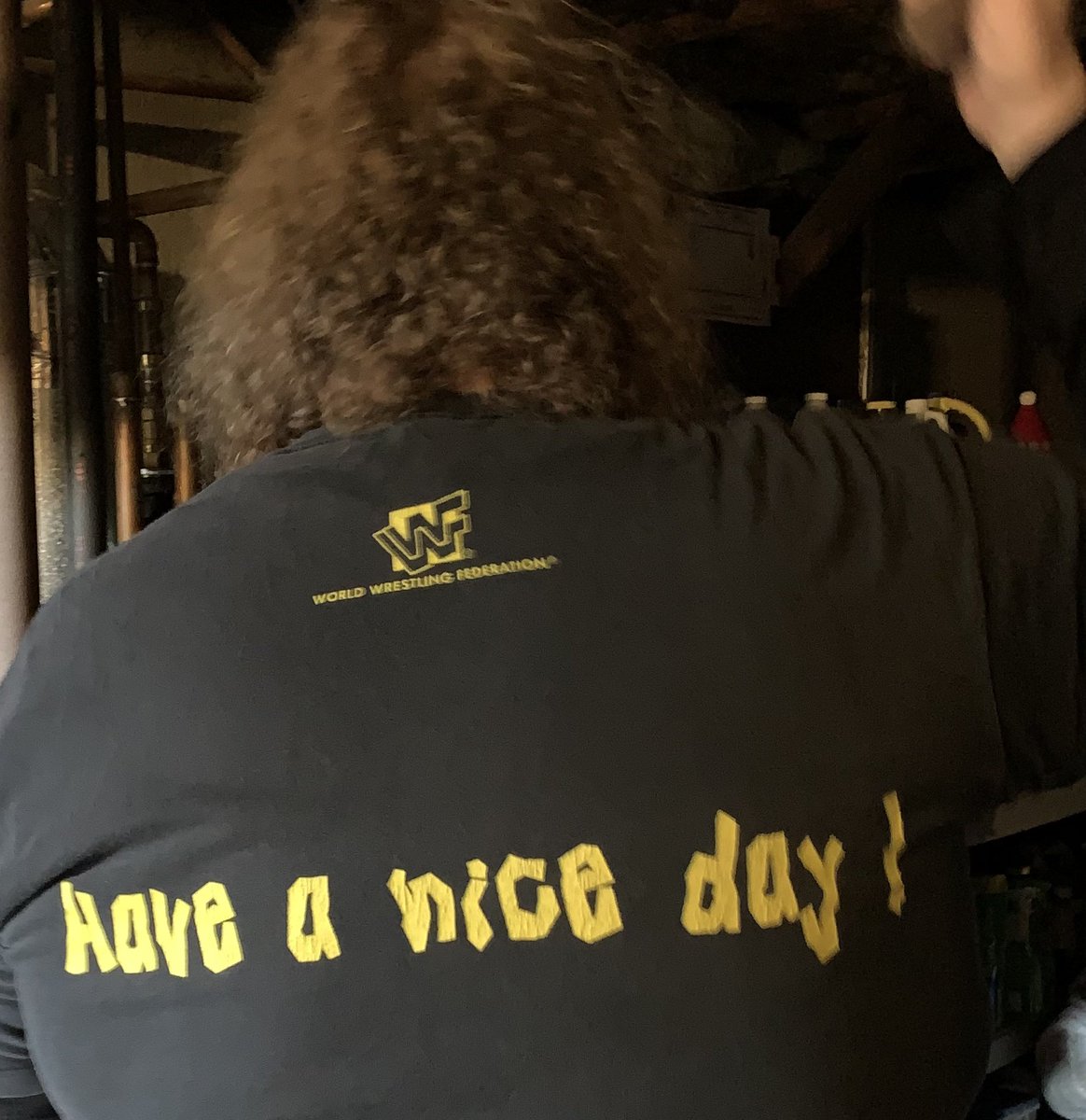 MongrovianMike's tweet photo. Day49 #WMTShirtChallenge @BustedOpenRadio with @davidlagreca1! Wearing my Classic @RealMickFoley Mankind Shirt and hanging out in the Boiler Room! HAVE A NICE DAY! @NationsCorner #NationsCornerCrüe #FoleyisGood https://t.co/wLN2y9ogIB