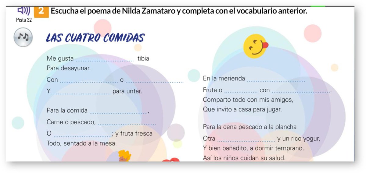 Hoy es el día mundial de la poesía. ¿Qué importancia tiene en tus clases? 🤔
En los materiales de enClave-ELE se considera  fundamental 🤩
Aquí un ejemplo de ¡Qué guay!, nuestro curso para adolescentes en el que se trabaja el vocabulario de la comida con un divertido poema👇