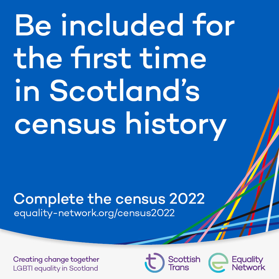 LGBTIScotland's tweet image. It's #CensusDay - and this year for the very first time, you'll be able to answer questions on sexual orientation, and trans status and history. You can find out more about the new Census questions in our factsheet, at: equality-network.org/census2022 #LGBTCensus22 (1/5)