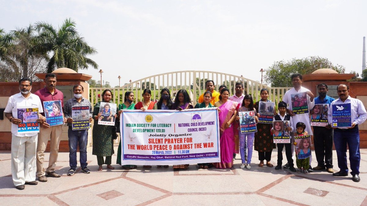 Prayer for the World Peace and against wars 🌍🐦 conducted 
on 2022 March 20 Sun, 11.30 am at Gandhi Samadhi, Rajghat, Delhi by <a href="/NATIONALCHILDD2/">NATIONAL CHILD DEVELOPMENT COUNCIL</a> and Indian Society for Literacy Development 
#WeWantPeace #Ukraine #UNO #Zelenskyy
#StopWar #RussiaUkraineWar #RussiaUkraine #Rajghat