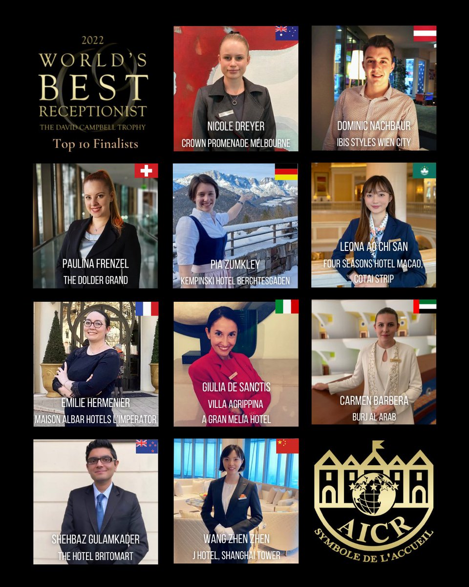 AICR_intl's tweet photo. The Top Ten Best Receptionists In The World have been announced! Congratulations to all candidates.
Stay tuned as we continue introducing you to some of the hospitality worlds greatest talents!
#WBR #worldsbestreceptionist #AICRINTERNATIONAL #aicrexperience #ReceptionistOfTheYear https://t.co/BqDWLWswY3