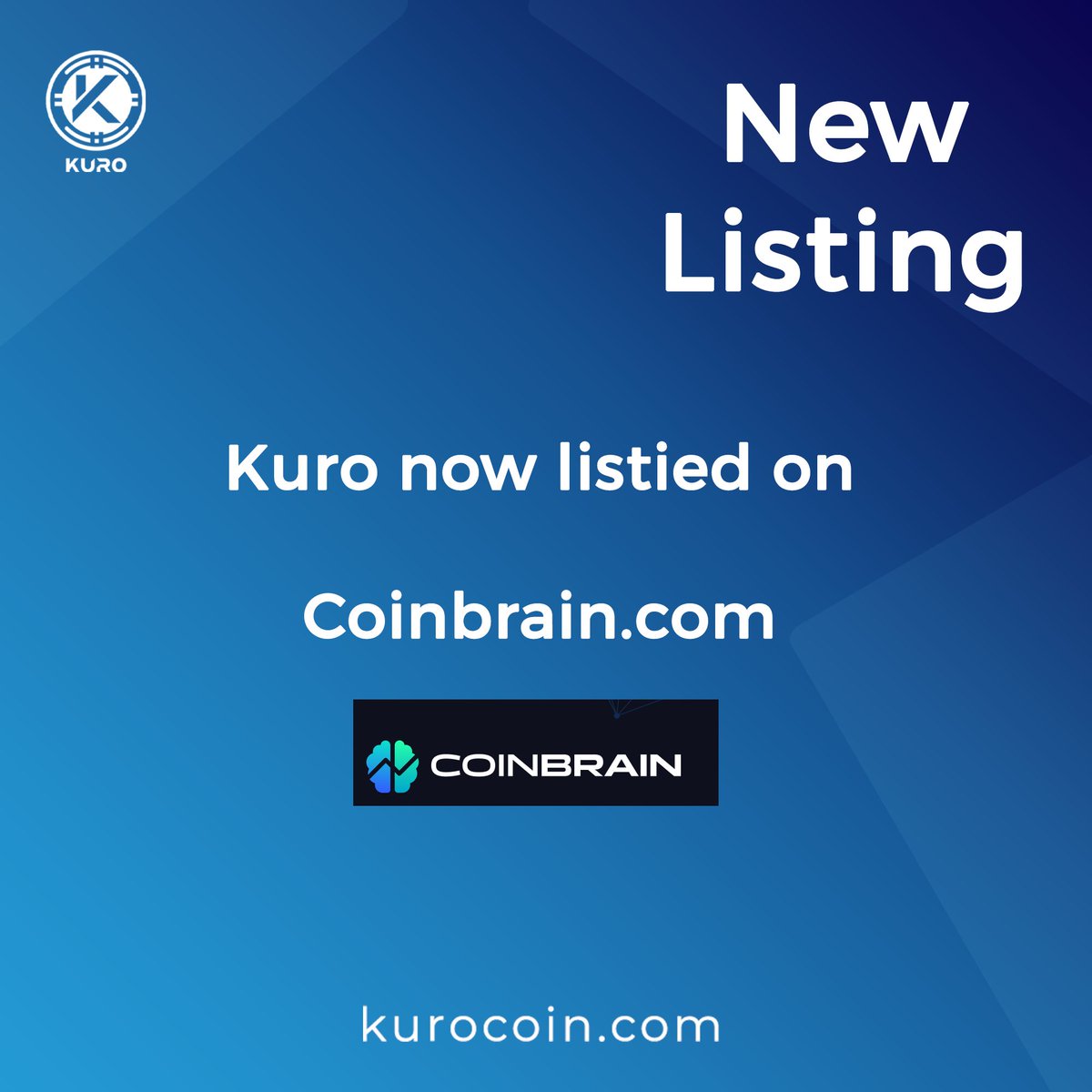 CoinKuro's tweet photo. New Listing for Kuro 💪 , Now it's available on https://t.co/cGD1QKRuiU
Now you can follow Kuro price and information's on this link 
https://t.co/R29BrDUkSB

#cryptocurrency #new_project #coin #crypto #investing #bitcoin  #ethereum #cryptotrading #cryptonews #trading #airdrop https://t.co/FiI2jQW0Ix