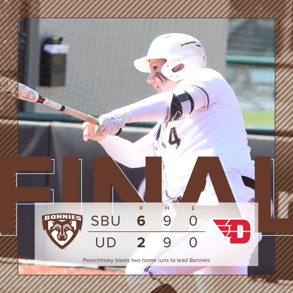 FINAL | #Bonnies hang on to win, 6-2, over the Flyers in game one!

Ally Haskell tosses a complete game in the circle with six strikeouts!

Game two coming up shortly.