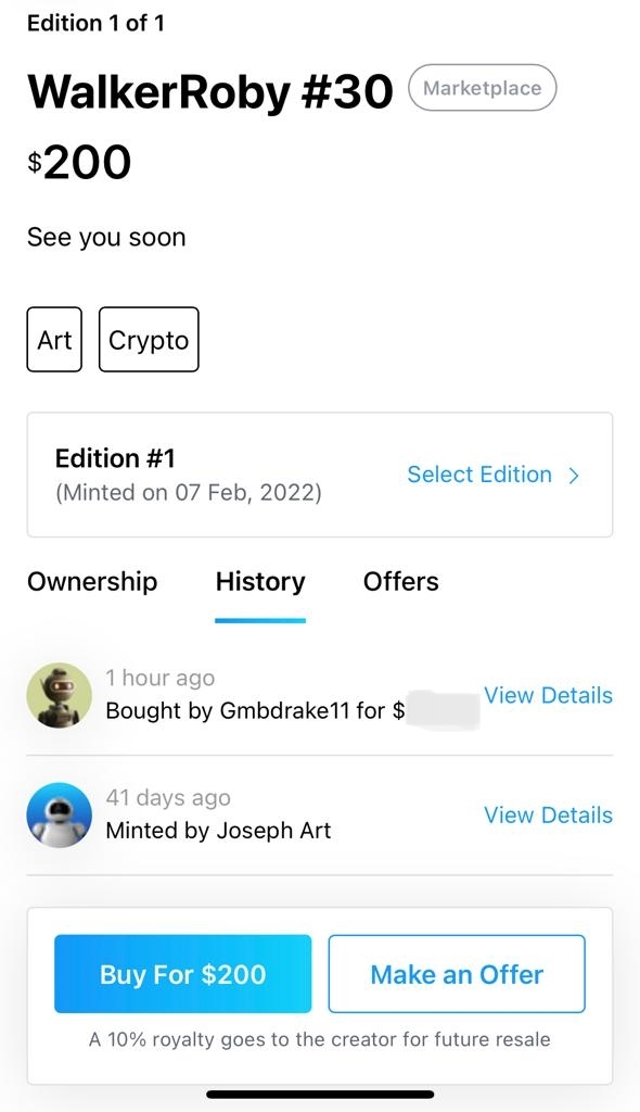 ImWalkerRoby's tweet photo. #WalkerRoby #30 goes to @Gmbdrake11N !! Just bought this UNIQUE 1/1 piece of the Walker Roby collection: Earth Edition! Check it out at @cryptocomnft 🤖🪙

NFT link: https://t.co/u4oQ4S2yu8

#NFTs #NFTCommunity #nft #NFTdrop #crofam  #CRO #AlphaBots  #cryptocomnft #cronos #FFTB https://t.co/TArK6FBdw2