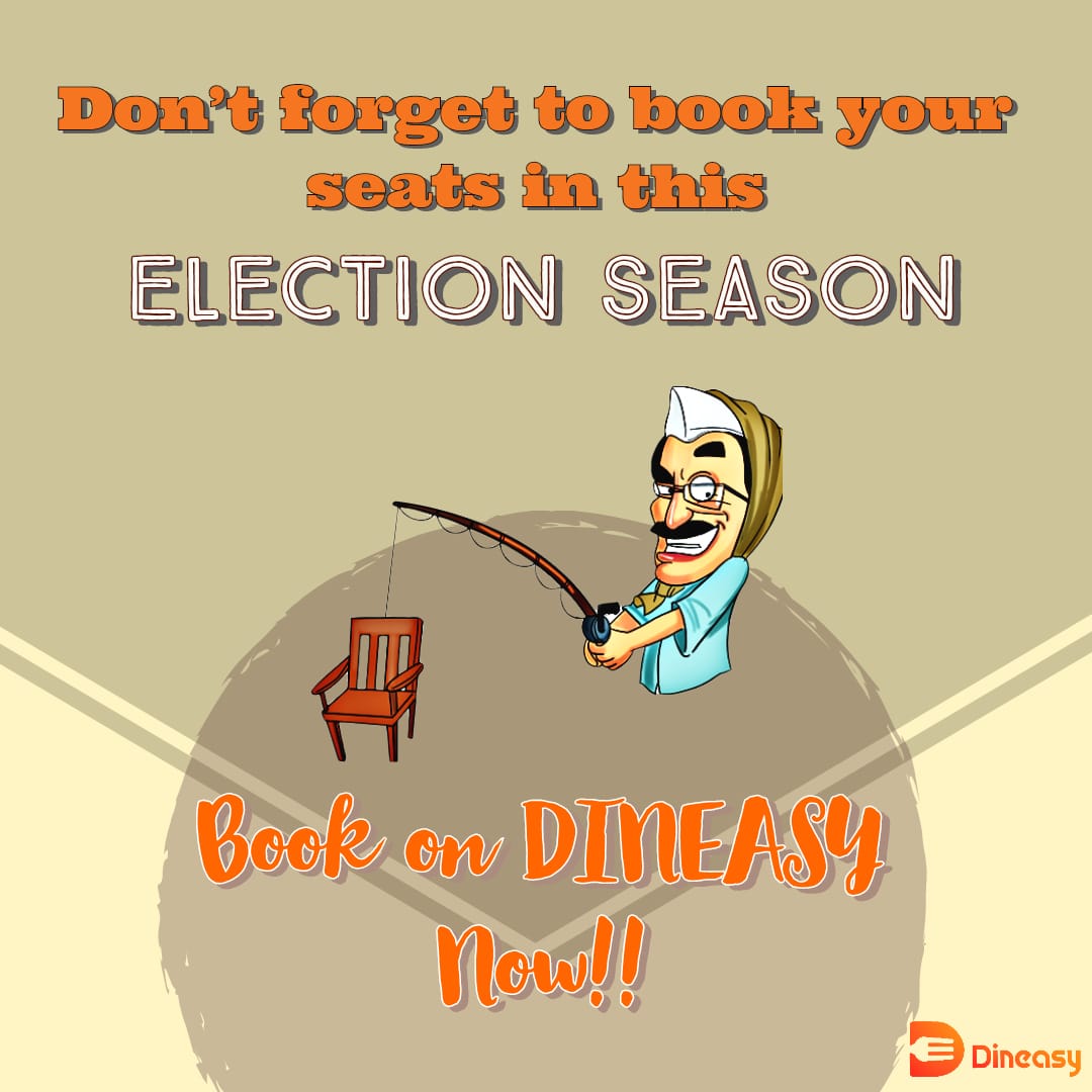 DineasyIN's tweet photo. Exit polls are out!
They say you have a 💯% win probability when you book your 'seats' on Dineasy!

#Dineasy
#DineasyDineSafe https://t.co/cMw5WfWYOP