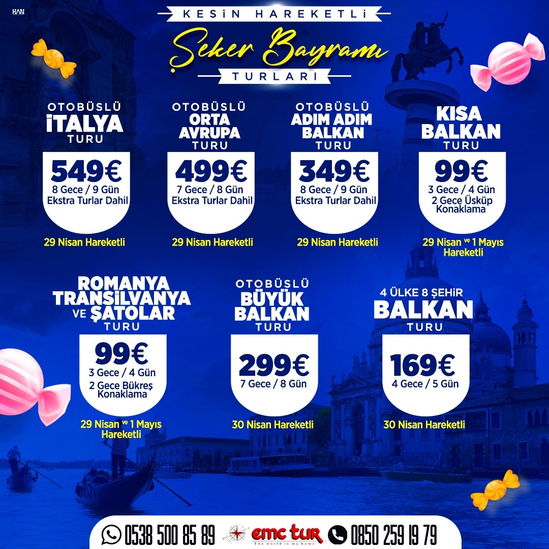 emc_tur's tweet photo. ��💥Bu Bayram özgürce gezin diye en uygun fiyata, en güzel turları sizler için hazırladık💥💥

Detaylı bilgi ve rezervasyon için iletişim bilgilerimiz;
💻https://t.co/xhpZm5iFy2
☎️0850 259 1 979
📱0538 500 85 89
📬info@emctur.com https://t.co/sTYLFYqq7d