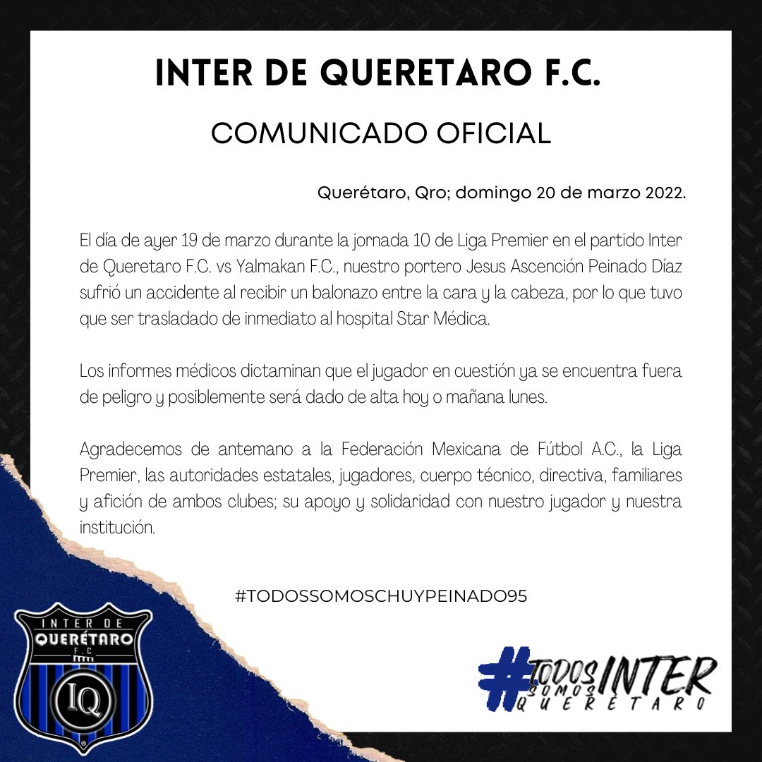 interdeqrofc's tweet photo. ⚠️ COMUNICADO OFICIAL ⚠️ 

#todossomoschuypeinado95 #todossomosinter #todossomosqueretaro 🔵⚪️⚫️ https://t.co/YghTPOIQ6z