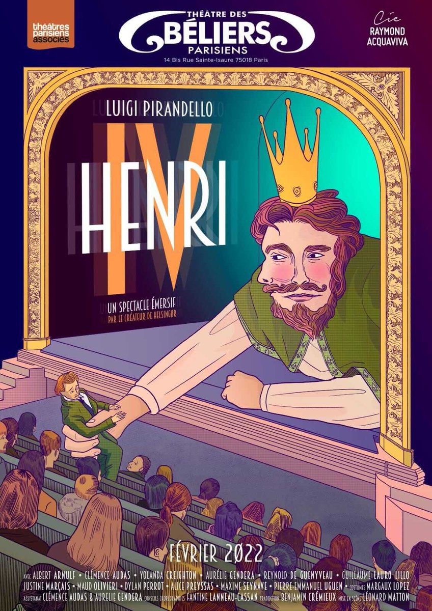 HENRI IV, un spectacle émersif
de Luigi Pirandello, mis en scène par Léonard Matton
(Helsingør) avec la Cie Raymond Acquaviva.
Chaque lundi soir
Du 21.03->18.04 2022.
Au Théâtre des Béliers Parisiens :
🎫billetreduc.com/287549/evt.htm
#ThéâtreEmersif #Théâtre #Spectacle #Sortie #Emersif