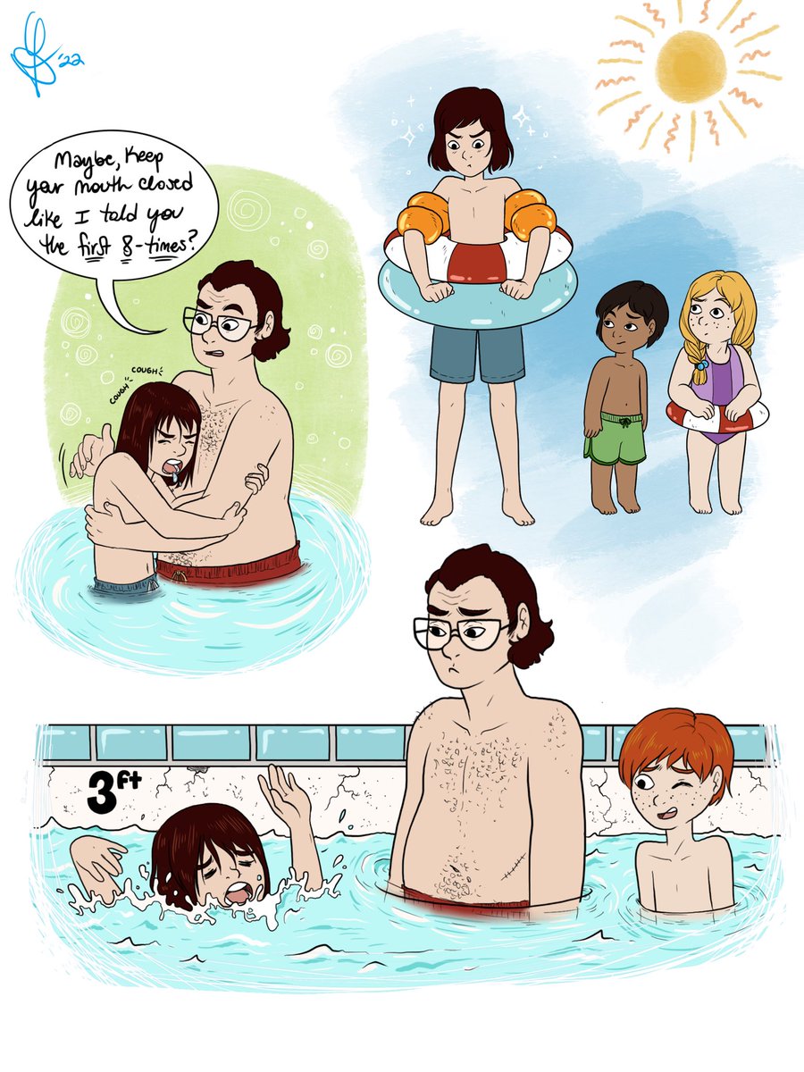 Rosehaven_Comic's tweet photo. 😂Talked with one of my coworkers who just finished season 3 of #FIFF and she wondered if Kevin would ever learn to swim after conquering his aquaphobia…I think they’re all trying their best.😂 #FisForFamily #fanart #KevinMurphy #FrankMurphy #BillMurphy https://t.co/Bf2CZr5KtM