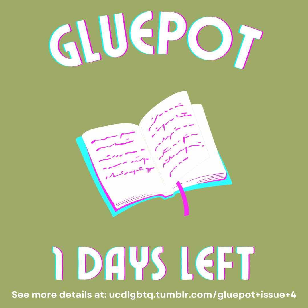 You have ONE DAY to submit any printable work you'd like to see in this year's Gluepot! More information - including information on where to send your submissions - available at the link in our bio!