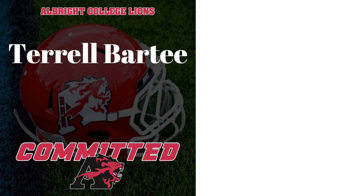 Terrell bartee (@terrellbartee53) on Twitter photo I want to thank my parents and all my coaches for supporting me through this process. I will be continuing me academic and athletic career at Albright College <a href="/CoachWeaverAC/">Coach Weaver-Albright College HFC</a> <a href="/Albright_Lions/">Albright Football</a> <a href="/Isaac_Collins/">Isaac Collins</a> <a href="/CoachBatts/">Joe Battaglia</a> <a href="/FBConcordiaPrep/">Concordia Prep Football</a> I want to thank my parents and all my coaches for supporting me through this process. I will be continuing me academic and athletic career at Albright College <a href="/CoachWeaverAC/">Coach Weaver-Albright College HFC</a> <a href="/Albright_Lions/">Albright Football</a> <a href="/Isaac_Collins/">Isaac Collins</a> <a href="/CoachBatts/">Joe Battaglia</a> <a href="/FBConcordiaPrep/">Concordia Prep Football</a>