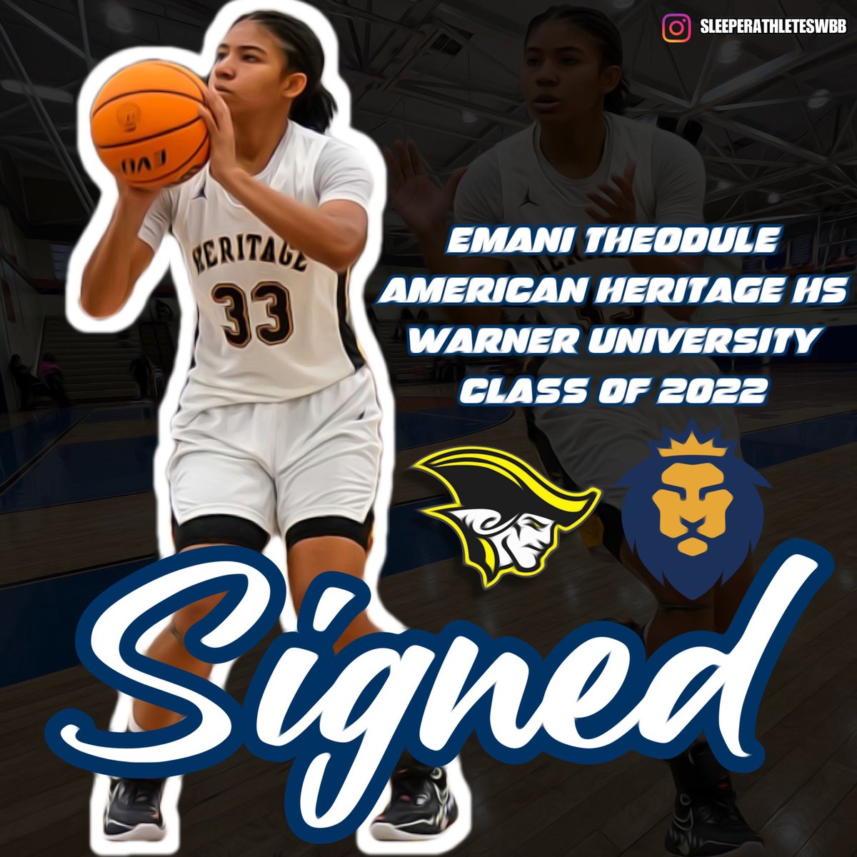 #AmericanHeritage HS (FL) 2022 F Emani Theodule (<a href="/EmaniTheodule/">Emani Theodule</a>) signs with the #Warner #Royals 📸 <a href="/ThaRealSleep/">Michael Robinson aka “Sleep”</a>