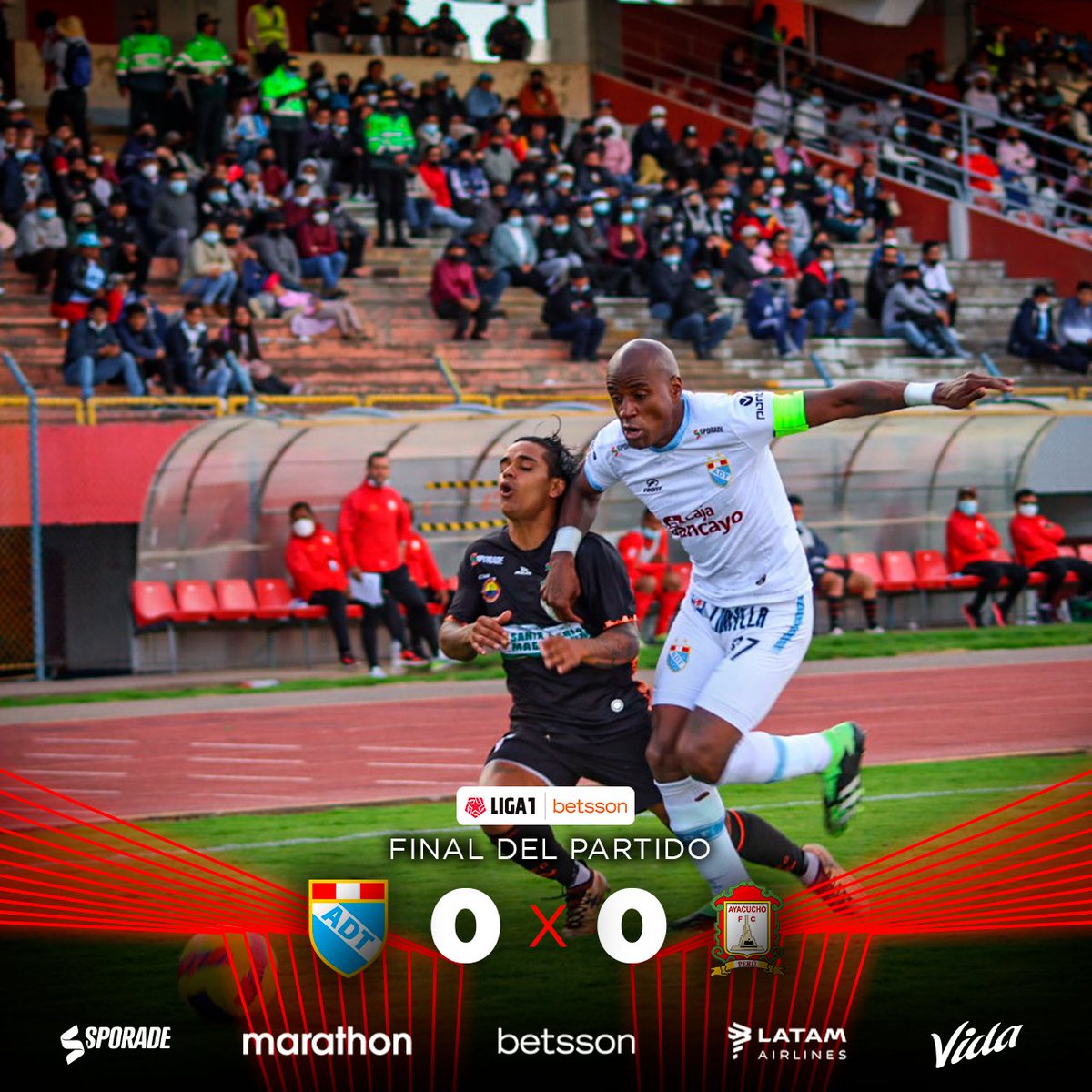 Liga1TeApuesto's tweet photo. ¡Encuentro sin goles! ⚽️✨

@adt_tarma y @fc_ayacucho repartieron puntos en Huancayo. https://t.co/fUe5H5mGHf