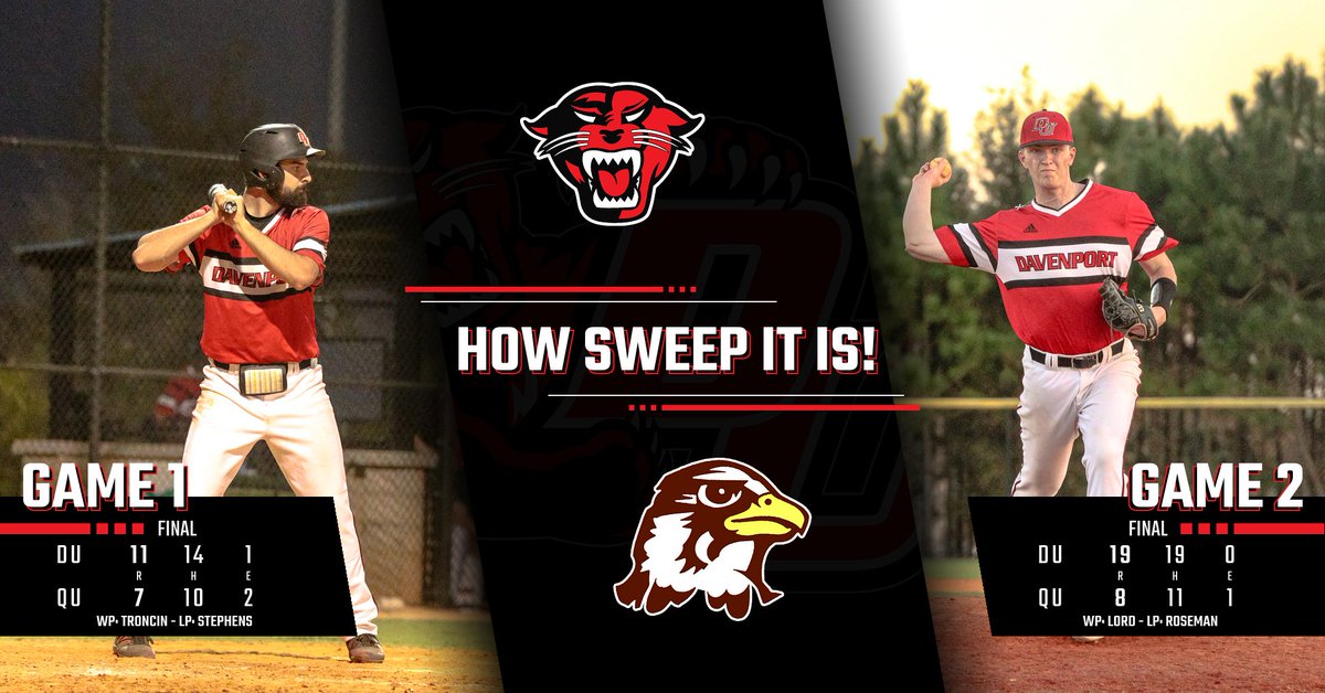 Baseball gets a DH sweep at Quincy
Game 1 - 11-7
Game 2 - 19-8
DU will open GLIAC play on Friday in their home opener against Northwood
#DUingWork