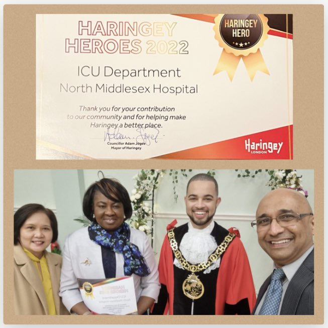 Thank you Haringey for this recognition…I am really proud to be part of the Northmid-Critical Care family😊