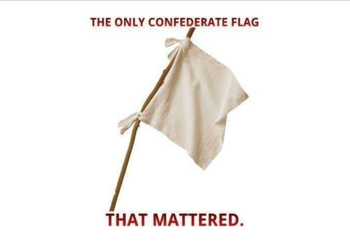 QuislingM's tweet photo. @HillBillHorror @tom_wellborn3 1st, that's an approximation of the Army of Northern Virgina's battle flag that they flew for most of the war.

2nd, THIS is the last flag flown by Lee and the Army of Northern Virginia. https://t.co/QyxRvR1V9V