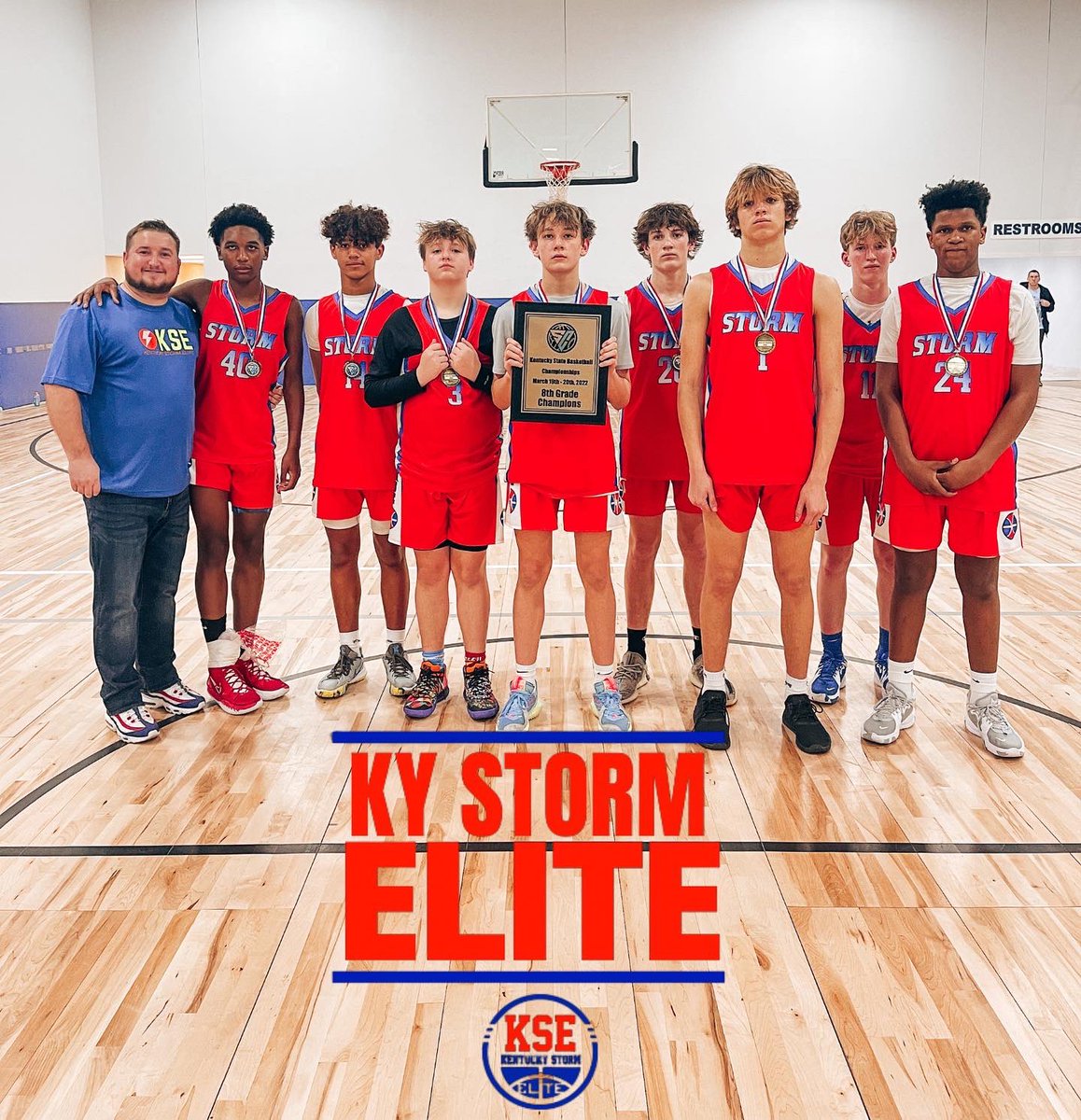 #KentuckyStateChampionship tourney 
🔥CHAMPS🔥 
These boys played so hard all weekend - and brought home the hardware!! 🏆🥇
#KSE2026REINHART #kse #KyStormElite <a href="/Coach_Reinhart/">Jake Reinhart</a>