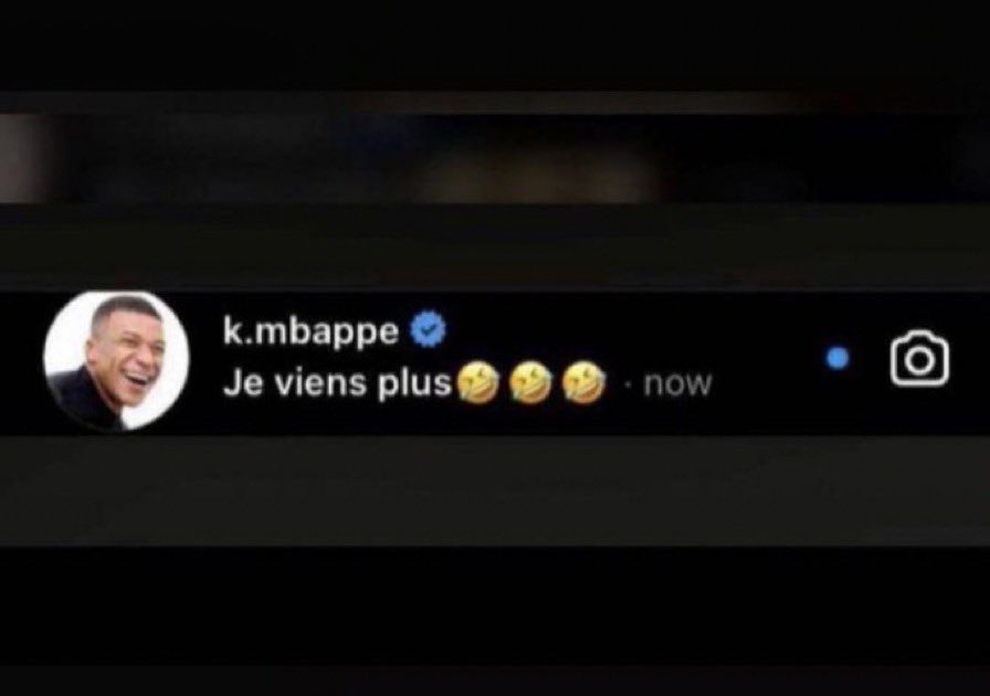 ArobaseKM7's tweet photo. Kylian Mbappé depuis la défaite du Real sans Benzema 🤣 #ElClasico https://t.co/hoHsPuUBl0