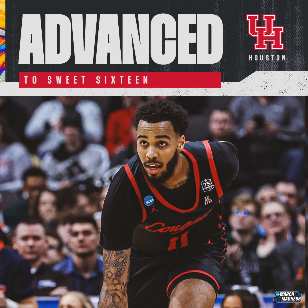 MarchMadnessMBB's tweet photo. HOUSTON IS MARCHING ON 🔥

The Cougars knock off the Illini 68-53 to head back to the #Sweet16

#MarchMadness https://t.co/ARHT03070I