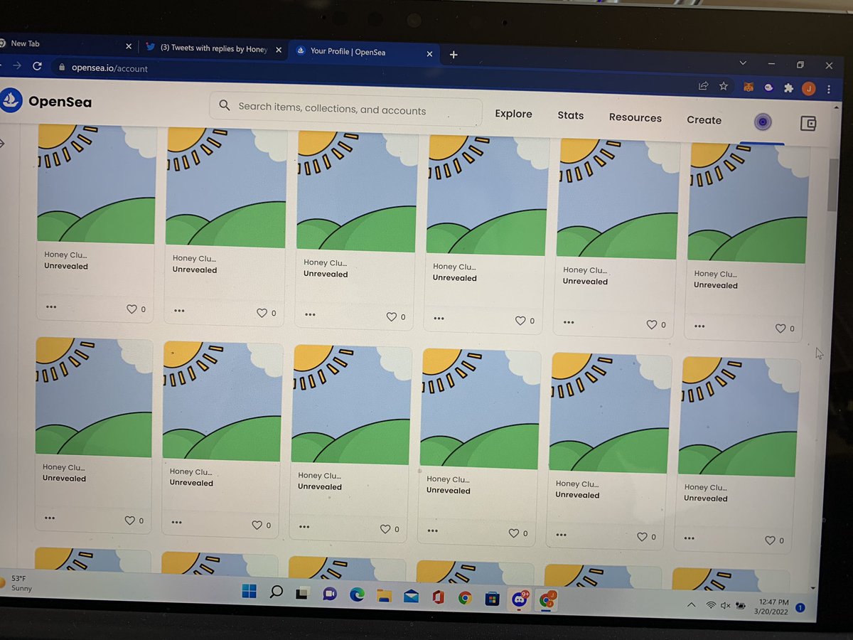 Shores710's tweet photo. 44 @HoneyClubNFT added to the collection 🥳🚀 go get yours now before reveal @HoneyClubNFT https://t.co/aTKGbaICzF