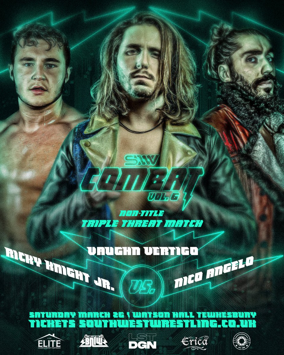 swwwrestling's tweet photo. THIS SATURDAY | Watson Hall Tewkesbury | COMBAT Vol. 6

@RKJ450 Vs. @VaughnVertigo Vs. SWW Openweight Champion @NicoAngelo19 (Non-Title)

🎟 https://t.co/VHBE9AengU

#SWW #COMBAT #Vol6 #Tewkesbury #Wrestling https://t.co/QAKxbf8saA