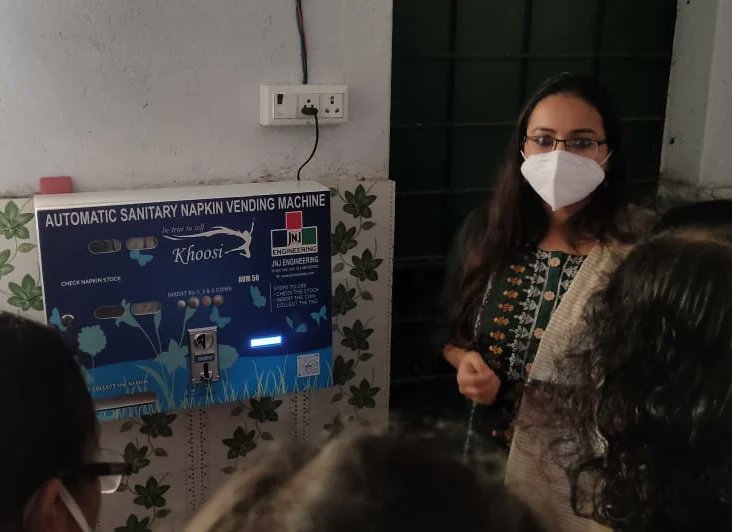 NehaBanerjeeIIT's tweet photo. An intiative in areas concerning Menstrual Hygiene ,Adolescent Health and Child Marriage as BDO in Krishnagar 2 Block. Sanitary Pad vending and disposal machines were installed in Govt. High schools along with Haemoglobin testing /IEC activities with students,  teachers, parents https://t.co/ahRtvMDLnW